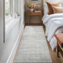 Art&Tuft Runner Rug 2x5 Non-Slip - Low-Pile Washable Runner Rug for Hallway, Soft Distressed Carpet Runner for Bedroom Bathroom Kitchen Laundry Living Room, Grey