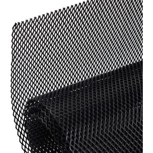 AggAuto Universal 40"x13" Car Grill Mesh - 100x33cm Aluminum Alloy Automotive Grille Insert Bumper 4x8mm Rhombic Hole, One of the Most Multifunctional Shape Grids Black