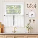 jinchan Kitchen Curtains Linen Tier Curtains 20 Inch Farmhouse Cafe Style Country Rustic Rod Pocket Light Filtering for Laundry Room Bathroom Sink RV Small Window 2 Panels White