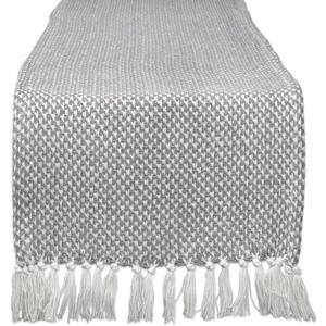 DII Woven Basics Collection 100% Cotton Knit Table Runner, 15x72, Gray (Grey)