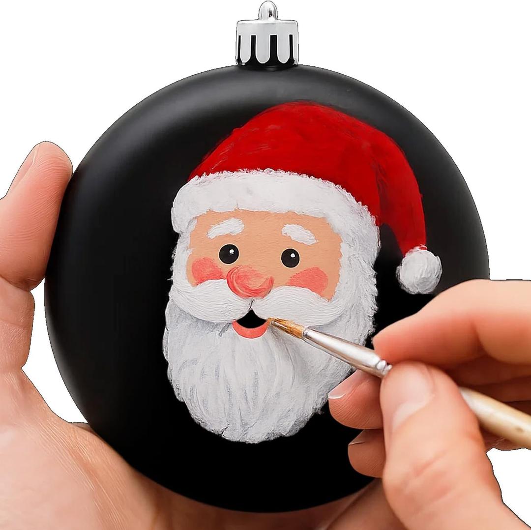 SLEETLY 4" 12pk Blank DIY Christmas Ornaments for Crafts to Personalize, Make Your Own Ornament, Stickers, Plain Paintable Flat Disc to Decorate, 12 Stencils Included, Matte Black