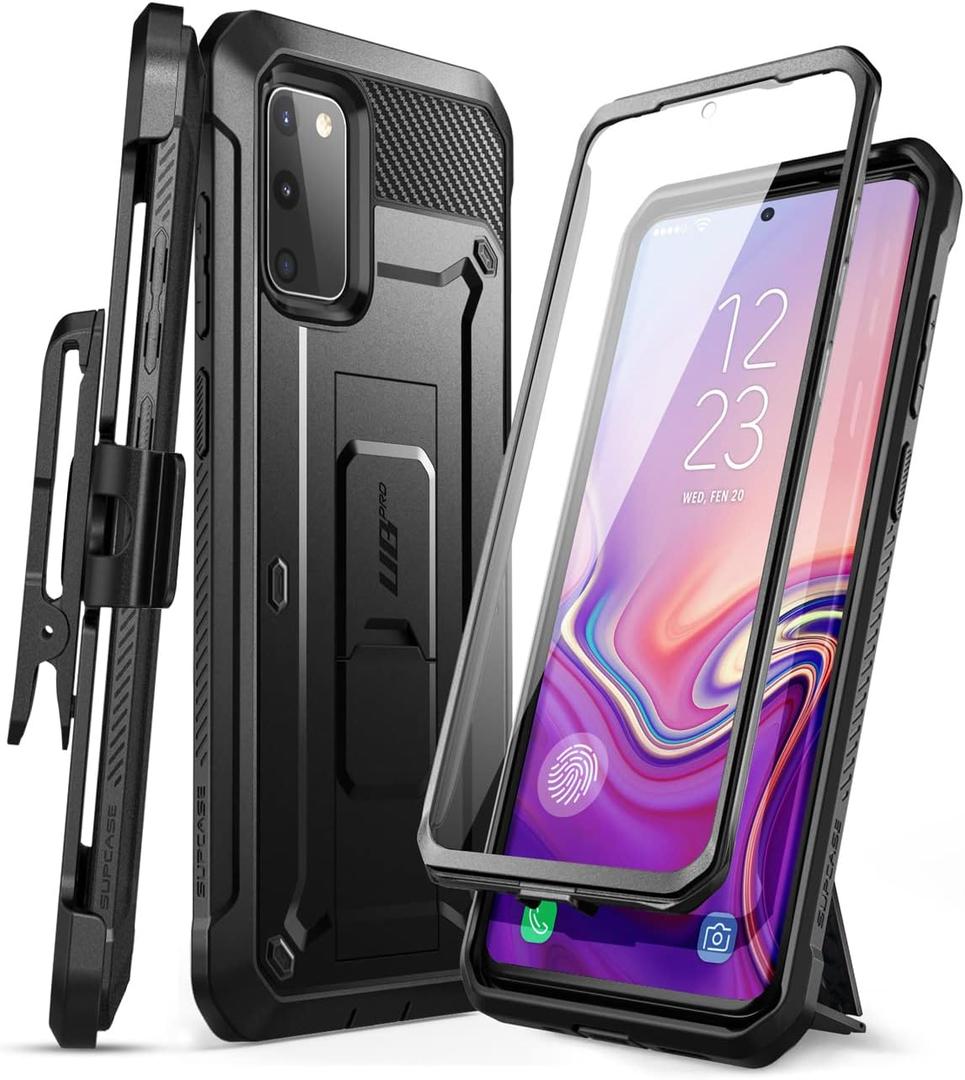 SUPCASE for Samsung Galaxy S20 FE 5G Case with Screen Protector (Unicorn Beetle Pro), [Built-in Stand & Belt-Clip] Heavy Duty Full-Body Rugged Protective Phone Case for Samsung S20 FE 5G, Black