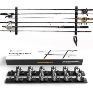 OJYDOIIIY Wall Mount Fishing Rod Holders,Horizontal/Ceiling Fishing Pole Storage Rack for Garage (1 Pack, 6 Rods)