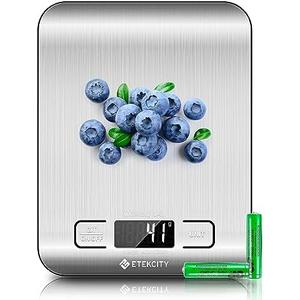 Etekcity Food Kitchen Scale, Digital Grams and Ounces for Weight Loss, Baking, Cooking, Keto and Meal Prep, LCD Display, Medium, 304 Stainless Steel