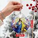 4 x Christian Gifts: Stained Glass Jesus Ornament | Christmas Ornaments (Christmas Tree Decorations), Religious Holiday Ornament, Jesus Christ Decoration, Religious Gifts & Xmas Gift