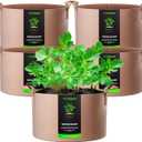 VIVOSUN 5-Pack 15 Gallons Grow Bags Heavy Duty Thickened Nonwoven Fabric Pots with Strap Handles Tan