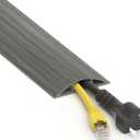 Floor Cord Cover 4ft, Cord Hider Floor Hide Extension Cords, PVC Cable Management Cover, Cable Protector Cord Cavity W0.6in x H0.32in Grey Wood