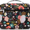 Bible Book Covers for Women & Girls - Scripture Carrying Case with Handle Pockets, Black-Flower Design