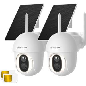 ARCCTV 4G LTE Cellular Security Camera Outdoor, Wireless Solar Powered, no WiFi, SIM Card Included, 4MP Color Night Vision, 360 Pan-Tilt, Local/Cloud Storage