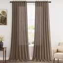 Extra Long Light Brown Curtains 2 Panels 102 Inches Long for Living Room Back Tab Rod Pocket Light Filtering Semi Sheer Drapes Cotton Linen Textured Window Curtain 102 Inch Length for Bedroom 9 FT