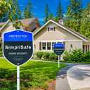 All Aluminum Yard Sign with Reinforced Metal Stake, 28" Heavy Duty Weatherproof Sign with 8 Window Stickers Compatible with Home Security System