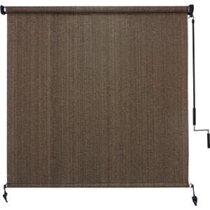 Amagenix Outdoor Roller Shades 8'(W) X 8'(H), Exterior Cordless Patio Shades Roll Up Outdoor Blinds with 90% UV Protection, Two-Section Poles with One-Piece Fabric, Mocha