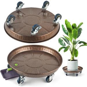 PACETAP 2Pack 15.7'' Large Plant Stand with Lockable Wheels, Heavy-Duty Plant Caddy with Casters for Indoor and Outdoor, Round Rolling Plant Stands Garden Pot Mover to Carry Potted Flower Pot
