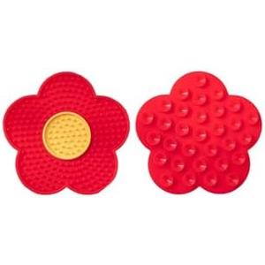QWINEE Lick Mat for Dogs Cats Flower Shaped Pet Slow Feeder Dog Cat Puppy Bowl Lick Pad for Dog Fun Alternative to Slow Down Eat for Small Medium Large Dogs Red One-Size