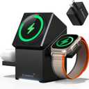 ZEEHOO 3 in 1 Charging Station, iPhone Charging Station for Apple MagSafe Charger, Qi2 Certified, 15W Fast Wireless Charger, for Apple Watch, for iPhone 17,16 15,14,13,12 Series, AirPods (Black)