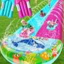 33FT Slip Lawn Water Slide for Kids Adults, Extra-Long Double Lanes Heavy Duty Slides & Side Fences, Giant Water Slide with Splash Pool, 2 Inflatable Bodyboards, Slip Backyard Summer Water Play Toy