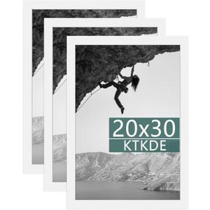 KTKDE 20x30 Poster Frame White 3 Pack, 30 x 20 Picture Frames Wooden with Polished Plexiglass,Horizontal or Vertical Wall Mounting Hanging Large Studio Gallery Photo Frames Wall Art