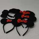 CHuangQi Mouse Ears Headband for Boys and Girls Birthday Party or Celebrations, Solid Black and Red Bow, 8pcs