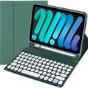 KcoxdCn Slim Candy Colors Keyboard Case Compatible with iPad mini 7 (A17 Pro) 2024 / iPad mini 6 (2021) 8.3 inch with Pencil Holder Mutil Angles Stand Cover Detachable Wireless Keyboard (Dark Green)