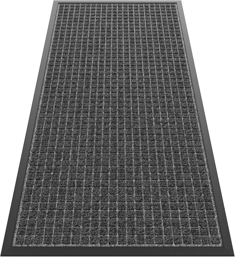 Sturdy Front Door Mat Outside Entrance, 4' x 2' All-Season All-Weather Doormat Waterproof, Stain and Fade Resistant, Natural Rubber Indoor Outdoor Welcome Door Mat Dirt Trapper (48" x 24")