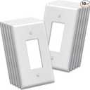 BESTTEN 10 Pack 1-Gang Oversize Decor Wall Plate, Jumbo Unbreakable Polycarbonate Decorator Receptacle Outlet Cover and Oversized Switch Plate, White, ETL listed