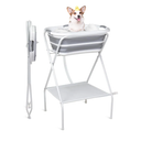 Portable Dog Bath Tub and Dog Washing Station, Collapsible Elevated Pet Tub for Bathing, Showering, Grooming, Pet Bathing Basin for Small to Medium Dogs, Cats and Other Pets (Built-in Drainage System)