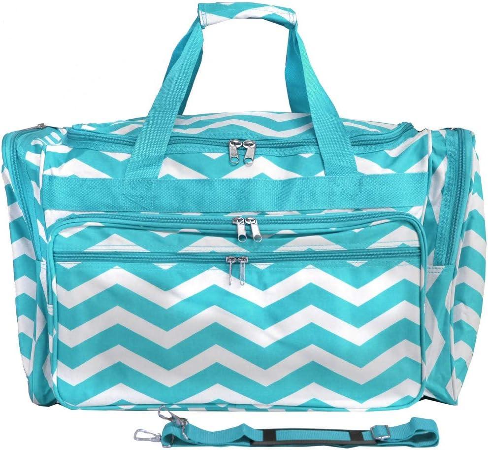 World Traveler Chevron 22" Carry-On Duffel Bag  Lightweight Polyester with Adjustable Shoulder Strap (Blue White Chevron)