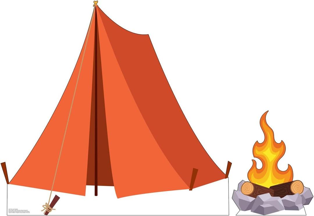 Cardboard People Tent and Campfire Life Size Cardboard Cutout Standup, One Size