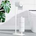 Kitsure Toilet Paper Holder Free Standing - Large Capacity Toilet Paper Holder for 4 Rolls, Rustproof Toilet Paper Stand with Non-Slip Stable Base, White, 24.4"x9.3"x5.5"