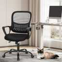 Sweetcrispy Home Office Ergonomic Mesh Executive Chair with Lumbar Support and Rolling Wheels, Computer Desk Adjustable Height Chair for Study