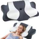DONAMA Cervical Neck Pillow for Pain Relief, Orthopedic Contour Neck Pillow with Memory Foam Ergonomic Pillows with Dual Heights for Back, Stomach and Side Sleepers (Dark Grey) (Standard 27"16")