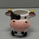 DIYOMR Cute Animal Ceramics Planter Small Succulent Pot Cartoon Shaped Plant Pot for Mini Plants Flower Cactus, Smooth Shiny Ceramic - Plants Not Included, Cow 