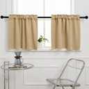 Pickluc Rod Pocket Tier Curtain - Half Blackout Curtain for Kitchen, Bathroom, Cabinet, Basement,30 Inches Wide and 24 Inches Long, Beige, 2 Panels