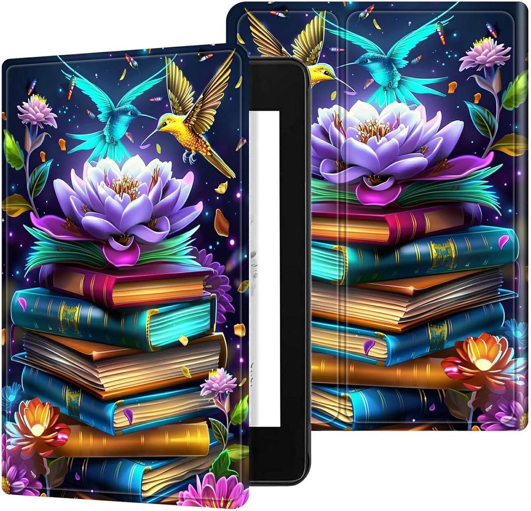 for 6" Kindle 11th Generation 2024/2022 Release Case (Model No: C2V2L3) E-Reader, Multi-Angle Viewing Shockproof Smart Protective Case with Auto Wake/Sleep, Book Lotus