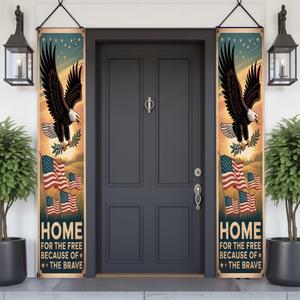 4th of July Decorations Outdoor Patriotic Memorial Day Decorations, Independence Day Veterans Labor Day Hanging American Flag Porch Sign Banner, Stars and Stripes Porch Sign Party Supplies