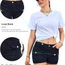 Women's Stretchy Jean Shorts Mid Waisted Twill Shorts Stretch Junior Booty Denim Shorts with Pockets Club Night (XXL)
