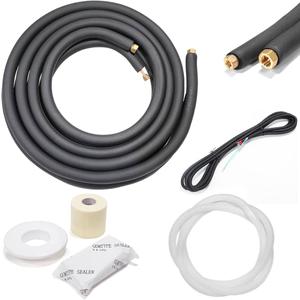 Barton 14.76Ft. Mini Split Installation Kit Line 1/4" & 3/8" Insulated Coil Copper Pipes Air Conditioner HVAC & Heating, With Cable Wire Included