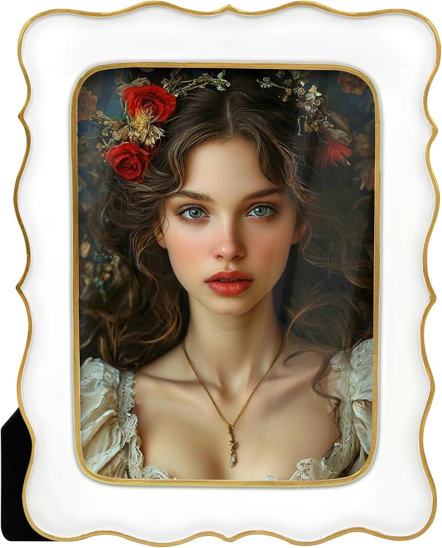 4x6 Vintage Picture Frame, Ornate Antique Photo Frames with with Glass Front, Elegant Picture Frame for for Wall or Tabletop Display, Gift ldeas for Home Decor (White Gold)