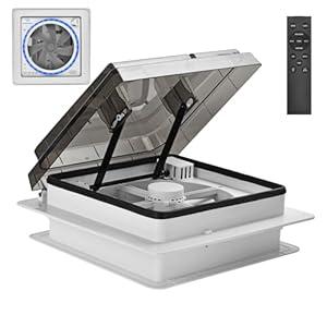 Ultimate RV Vent Fan with Ambient Lights, 24V/ 12V RV Fan with Reversible Ventilation for Camper Ceiling Vents, Motorized RV Roof Vent with Fan and Light for Premium RV, Enclosed/ Travel Trailer, Van