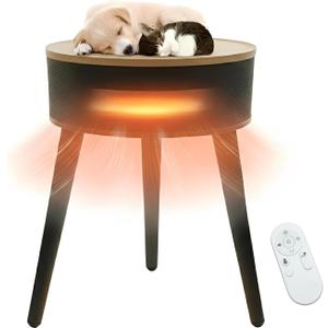 Space Heater, 1500W PTC Ceramic Side Table Heaters for Indoor Use, Electric Heater with Remote, LED Light, ECO Mode, Oscillation, 12H Timer, Overheat & Tip-Over Protection, Black