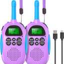 Walkie Talkies for Kids Adult, 2 Pack Rechargeable Kids Walkies Talkies, 3km Long Range, 22 Channels, Indoor Outdoor Toys for Camping, Hiking, Family Games, Toys for Boys Girls Ages 3-12 (Purple+Purple)