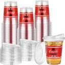 Bokon 100 Pcs 2026 Red Graduation Plastic Cups Bulk with Strawless Sip Lids 12oz Disposable Congrats Grad Cup Drinkware Class of 2026 Celebration for High School College Party Supplies Decoration