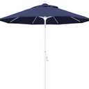 California Umbrella GSCUF908170-F09 9' Round Aluminum Pole Fiberglass Rib Market Patio Umbrella, White, Navy Blue, White Pole