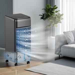 NOMEY Portable Air Conditioners 4 Modes & 3 Speeds, 4 Ice Packs, Waterless Alert System, 12H Timer, Remote,1 Gal Detachable Water Tank, 70Oscillation Windowless Evaporative Air Cooler for Room Office