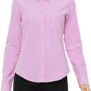MGWDT Button Down Shirt Women Long Sleeve Blouse Oxford Shirt Classic-Fit Cotton Tops Wrinkle Resistant (2XS-3XL) (S)