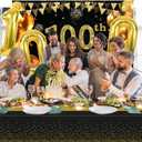 100th Birthday Decorations Men Women with 100th Birthday Banner, Black and Gold Table Cloth, Number Balloons, Large Sash,Cake Topper and Candles