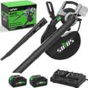 Cordless Leaf Blower & Vacuum SOYUS 3-in-1, Leaf Vacuum Mulcher 385CFM with Brushless Motor & 5 Speed Control, Electric Leaf Blower for Lawn Care, Included 45L Bag 2 x 20V 4.0Ah Battery and Charger