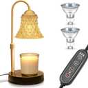 DORESshop Candle Warmer Lamp, Electric Candle Lamp Warmer with Timer(2H/4H/8H), Adjustable Height & Heat with 2 Bulbs, Birthday, Housewarming, White Elephant Gifts for Adults
