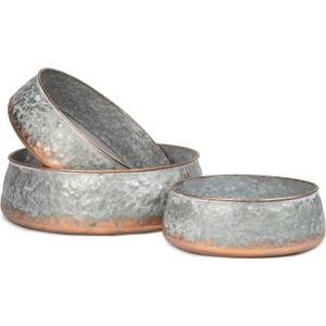 Red Co. Set of 12.5 to 9 Decorative Galvanized Metal & Copper Nesting Bowls in 3 Sizes