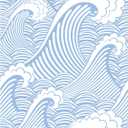 Blooming Wall PS030 Peel&Stick Removable Handpainting Seamless Sky Blue White Waves Spray Self-Adhesive Prepasted Wallpaper Wall Mural